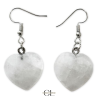 Boucles d'oreilles avec pierre Cristal de Roche AB en forme de coeur 20mm
