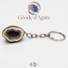 Porte-clefs avec pierre naturelle Géode Agate brute 3cm