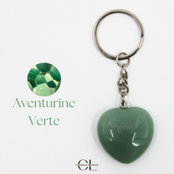 Porte-clefs avec pierre naturelle Aventurine Verte A 30mm en forme de coeur