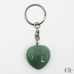 Porte-clefs avec pierre naturelle Aventurine Verte A 30mm en forme de coeur