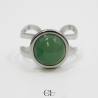 Bague en acier inoxydable argentée avec pierre Aventurine Verte A