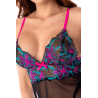 Babydoll noir en maille transparente avec sequins brodés – Mapalé