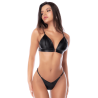 Ensemble lingerie 4 pièces noir effet wetlook – Mapalé