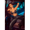 Ensemble lingerie noir effet wetlook avec découpes – Mapalé