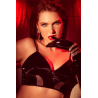 Ensemble lingerie noir effet wetlook et maille transparente – Mapalé