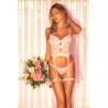 Ensemble bustier blanc en dentelle avec porte-jarretelles – Mapalé