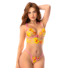 Ensemble lingerie rose et jaune avec soutien-gorge longline brodé – Mapalé