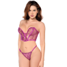 Ensemble sexy 2 pièces bustier  string en dentelle satinée 