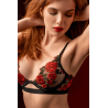 Ensemble sexy 2 pièces en résille transparente brodée et string 