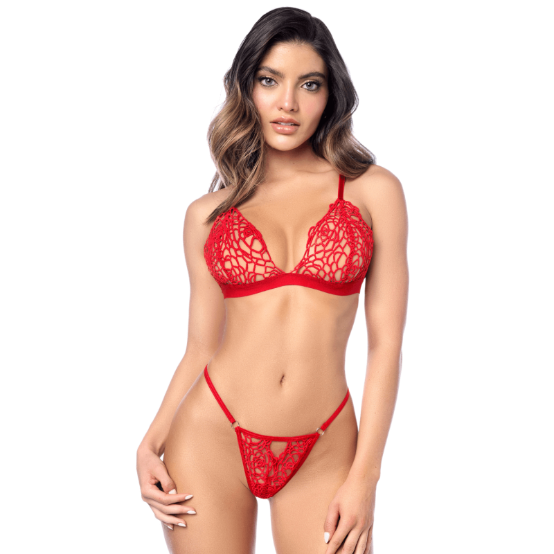 Ensemble sexy 2 pièces en crochet tricoté avec haut ajustable et string 