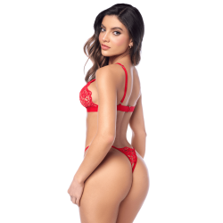 Ensemble sexy 2 pièces en crochet tricoté avec haut ajustable et string 