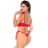 Ensemble sexy 2 pièces en dentelle avec liens à nouer et string 