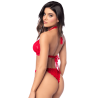 Ensemble sexy 2 pièces en dentelle romantique avec haut et string assorti 