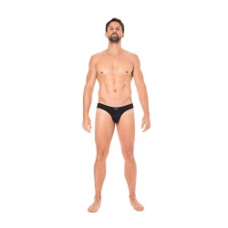 Slip noir rayé opaque et transparent