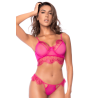 Ensemble 2 pièces en dentelle à cils rose 