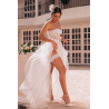 Ensemble 4 pièces blanc, bustier, string et 2 jarretières 
