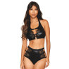 Ensemble 2 pièces simili cuir et dentelle 