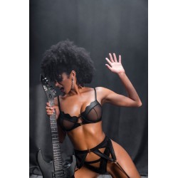 Ensemble 3 pièces en wetlook noir 