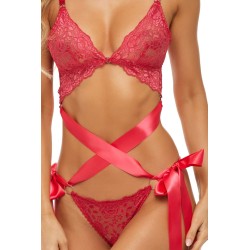 Ensemble 2 pièces dentelle rouge 