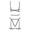 Ensemble 3 pièces soutien-gorge harnais, porte-jarretelles et string 