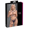 Ensemble 3 pièces soutien-gorge harnais, porte-jarretelles et string 