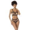 Ensemble 2 pièces noir et chair Havana, en fine résille, soutien gorge avec armatures et culotte taille haute 