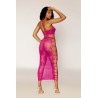 Ensemble Soutien-gorge et jupe longue en filet rose 