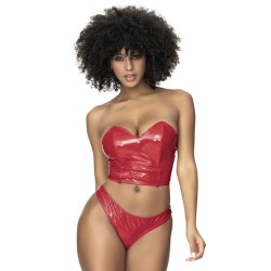 Ensemble lingerie Deux Pièces Wet Look Rouge 