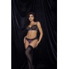 Ensemble lingerie noir deux pièces imprimé fleur exotique 