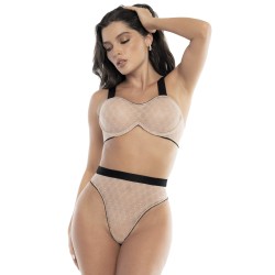 Ensemble 2 pièces soutien-gorge et culotte Chair / Noir 