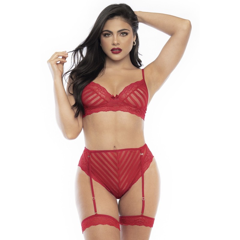 Ensemble deux pièces en dentelle rouge 