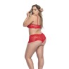 Ensemble lingerie, grande taille,  rouge top bustier et shorty dentelle   