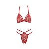 Soutien-gorge en dentelle rouge avec bonnets détachables et string 