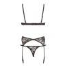 Ensemble sexy trois pièces en dentelle noire 