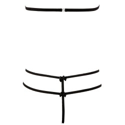 Soutien-gorge en dentelle noire avec bonnets détachables et string 