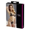 Soutien-gorge en dentelle noire avec bonnets détachables et string 