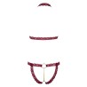 Soutien-gorge ouvert et string rouge à larges bandes sexy 
