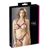 Soutien-gorge ouvert et string rouge à larges bandes sexy 