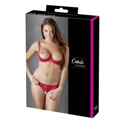 Soutien-gorge demi seins avec armatures et son string ouvert 