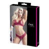 Soutien-gorge, bonnets ouverts, en dentelle rouge et string assorti 