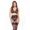 Ensemble 3 pièces noir en dentelle 