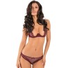 Ensemble bordeaux demi-bonnets et culotte ouverte 