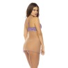 Babydoll couleur lavande et chair Verona, en dentelle et résille transparente 