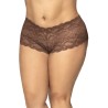 Shorty grande taille en dentelle couleur cacao 