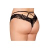 Culotte en dentelle noire, grande taille, avec lanières et chaines dorées 
