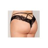 Culotte en dentelle noire, grande taille, avec lanières et chaines dorées 