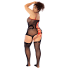 Combinaison intégrale grande taille en résille noire à motif serpent - Mapalé