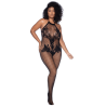 Combinaison grande taille en résille noire 