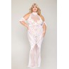 Robe bodystocking, grande taille, en résille t dentelle blanche 