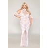 Robe bodystocking, grande taille, en résille t dentelle blanche 